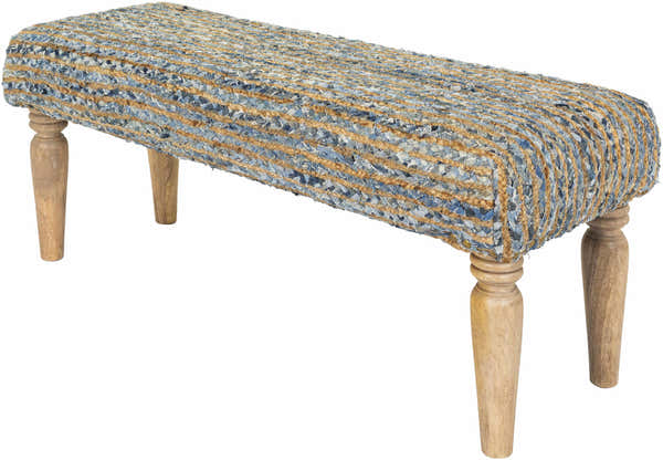 Barongis Blue&Naturak Jute Wood Legs Bench - Clearance