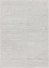 Close-up of the hand woven Christoval Area Rug. Cream colored wool with a subtle striped texture. Design-Rectangle-811