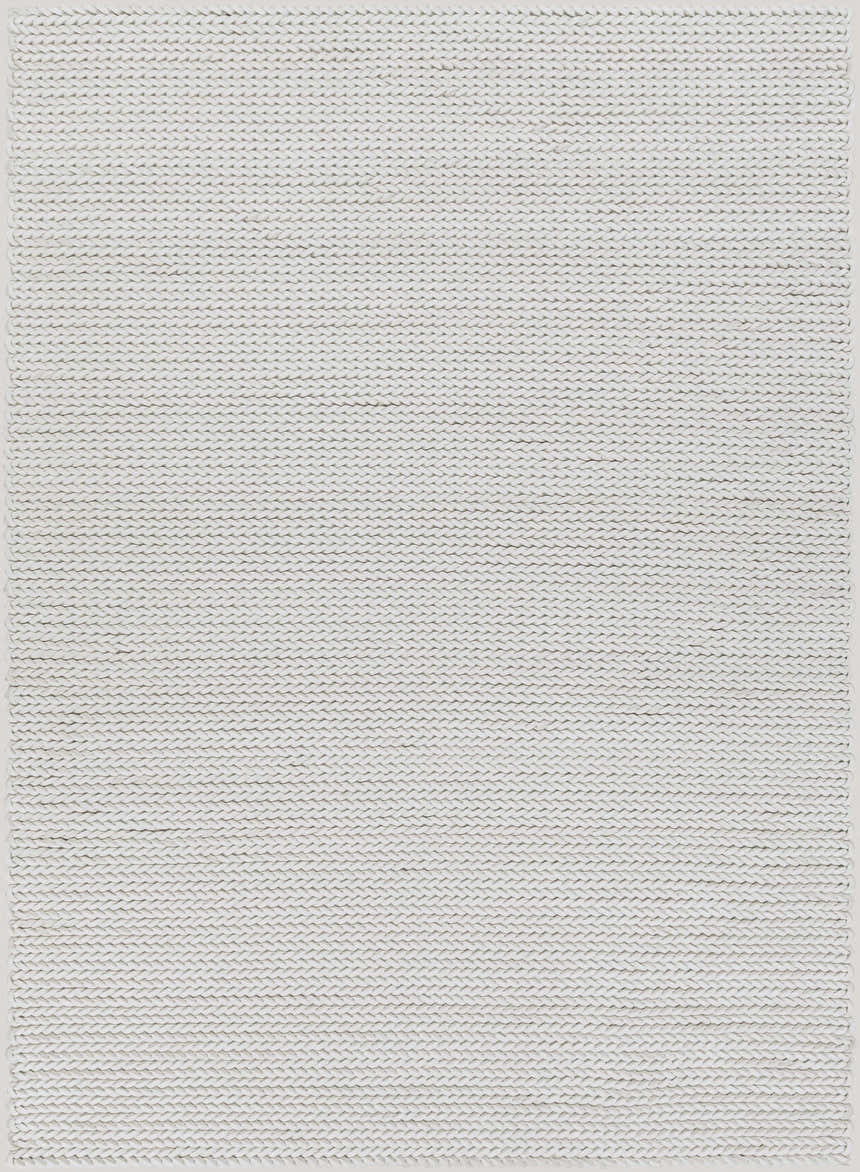 Close-up of the hand woven Christoval Area Rug. Cream colored wool with a subtle striped texture. Design-Rectangle-811