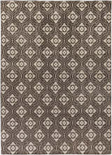Hand knotted Claysville Area Rug - Clearance. Beige floral pattern on dark brown wool. Design-Rectangle-811