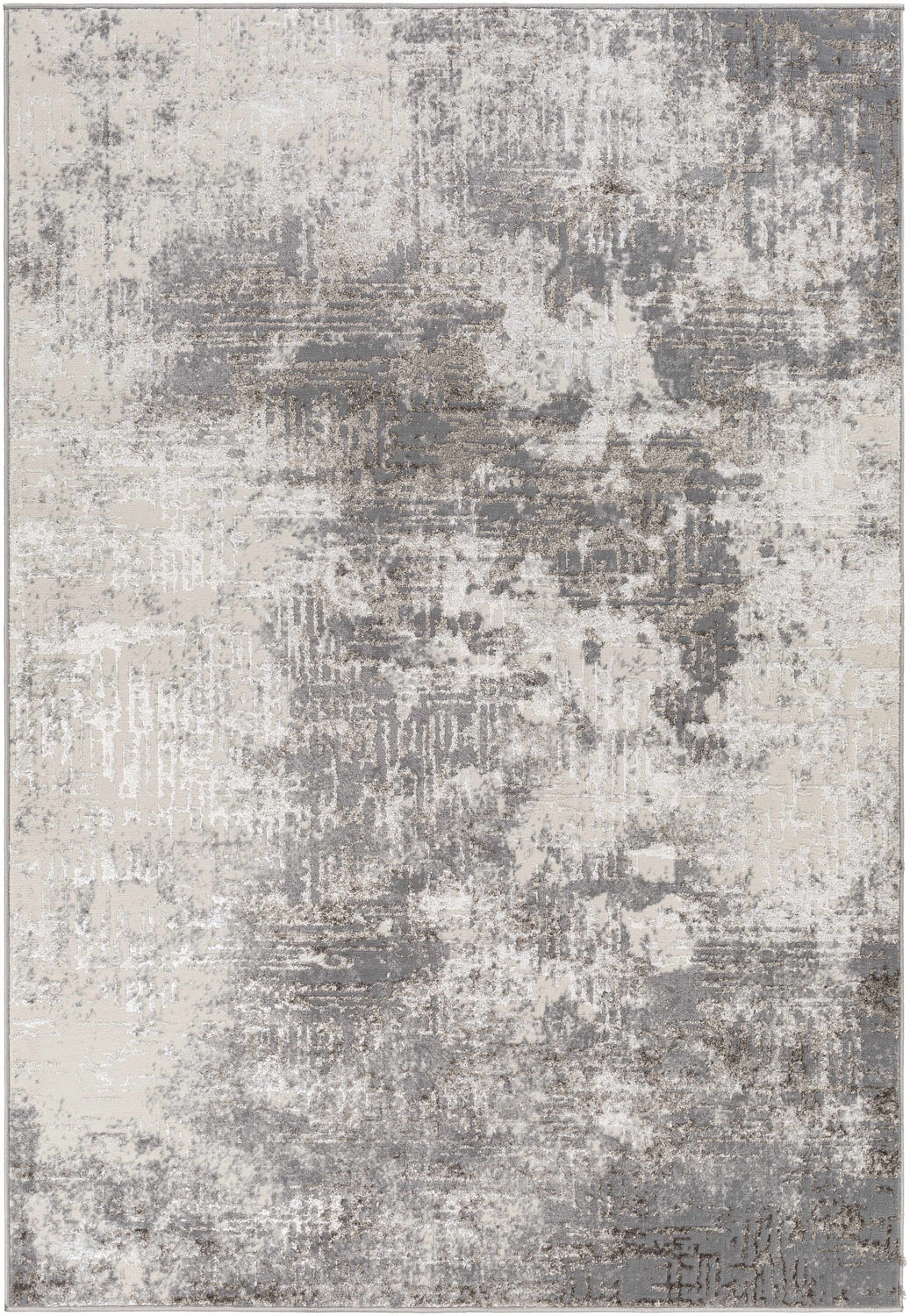 Close-up of the Calabasa Area Rug, featuring a contemporary abstract design in charcoal, gray, and light gray tones. Design-Rectangle-46