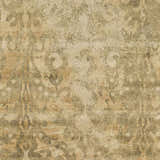 Close-up of the hand-knotted Cleburne Area Rug. Light brown, medium brown, olive, and tan wool with a traditional pattern. Swatch