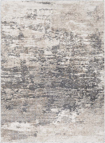Close-up of the Clontarf Luxe Charcoal Area Rug. Beige, charcoal, and gray abstract pattern. Design-Rectangle-5373