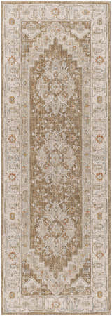 Close-up of Canadensis Thick Luxe Traditional Turkish Rug with brick red, beige, and charcoal floral pattern. Design-Runner-2773