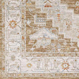 Close-up of Canadensis Thick Luxe Traditional Turkish Rug with brick red, beige, and blue oriental pattern. Swatch