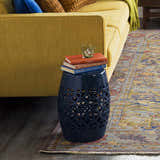 Navy Blue Ceramic Outdoor Stool