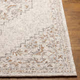 Close-up of the Currimao Area Carpet showing its traditional Persian design, soft ivory tones, and hand-tufted texture. Front