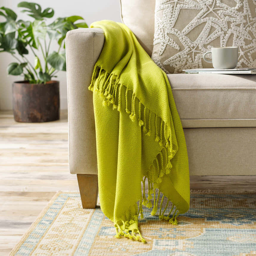 Chiconcuac Olive Throw Blanket - Clearance