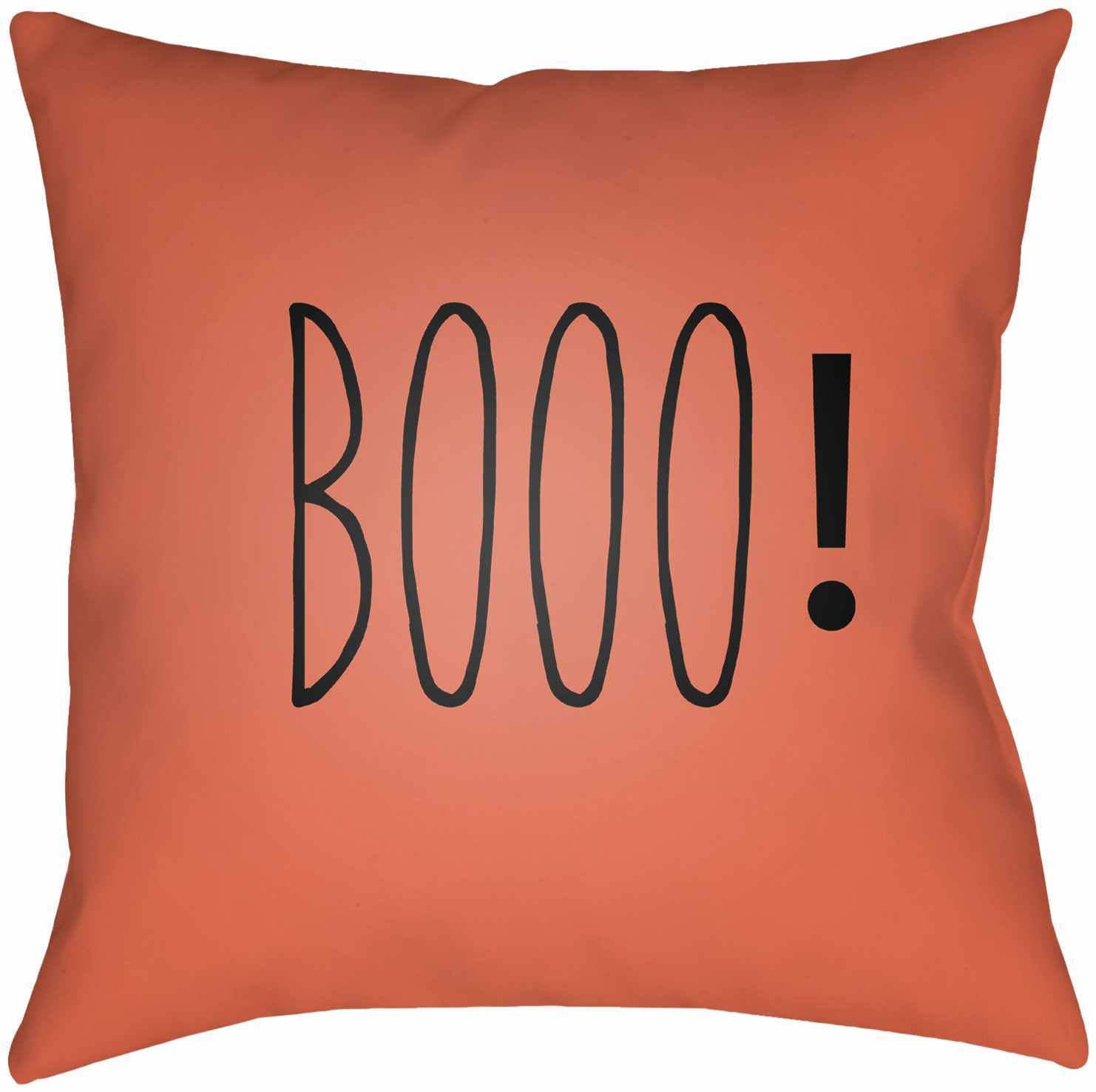 Booo Printed Orange Outdoor Pillow