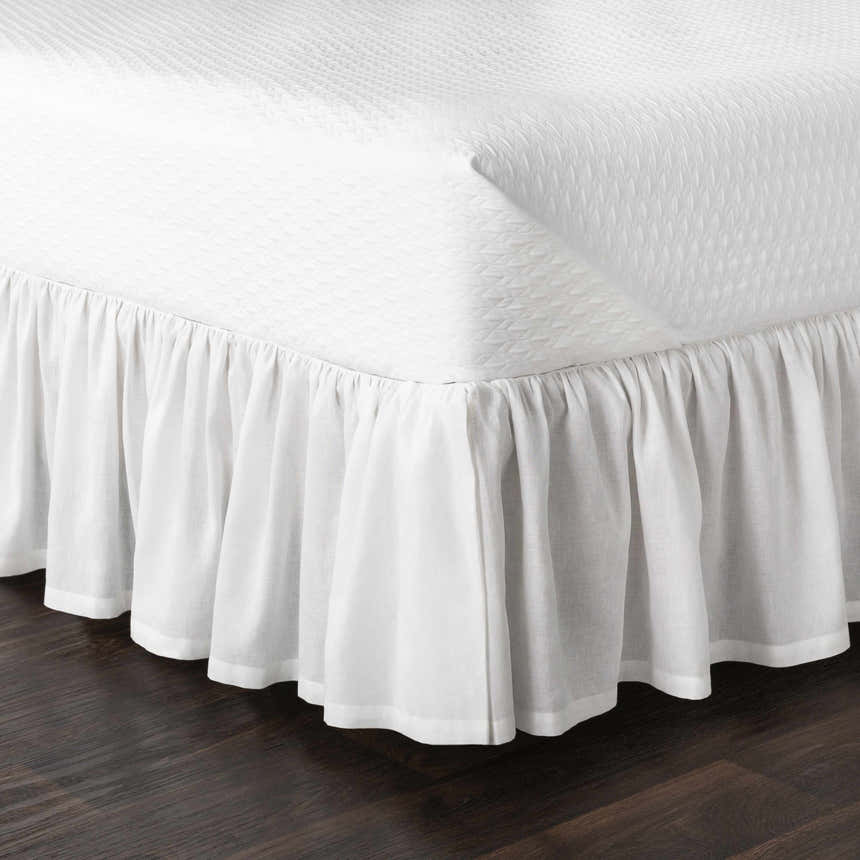 Castlemartyr White Textured Ruffled Bed Skirt - Clearance