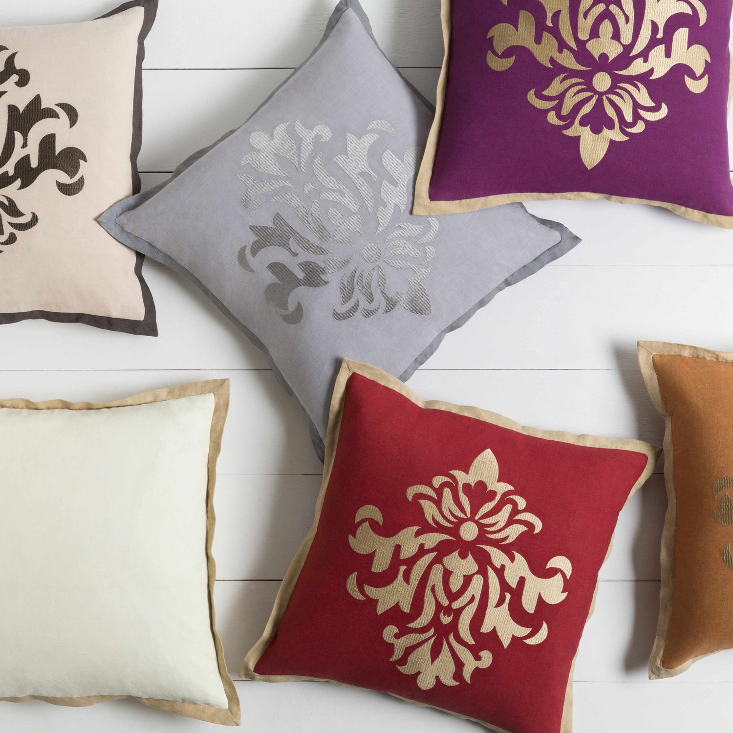 Prosperity Red Damask Square Accent Pillow - Clearance