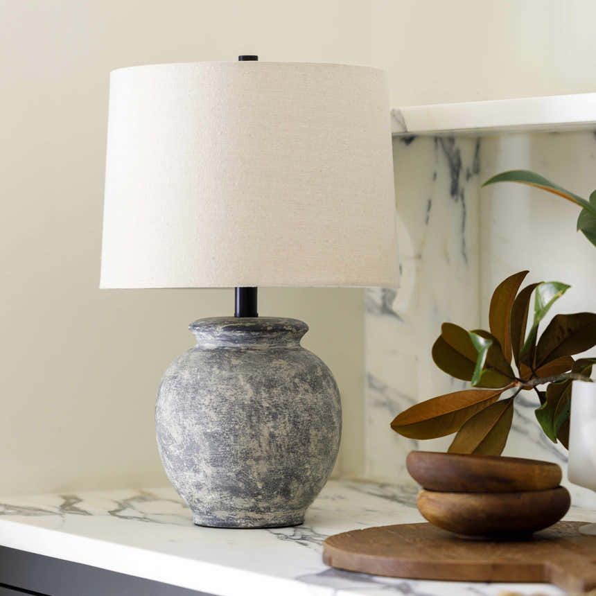 Cofrentes Traditional Gray & White Ceramic Table Lamp