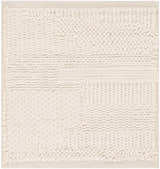 Close-up of the textured Cypress Cream Wool Rug, featuring a hand-woven design with chunky, looped wool in a soft cream color. Swatch