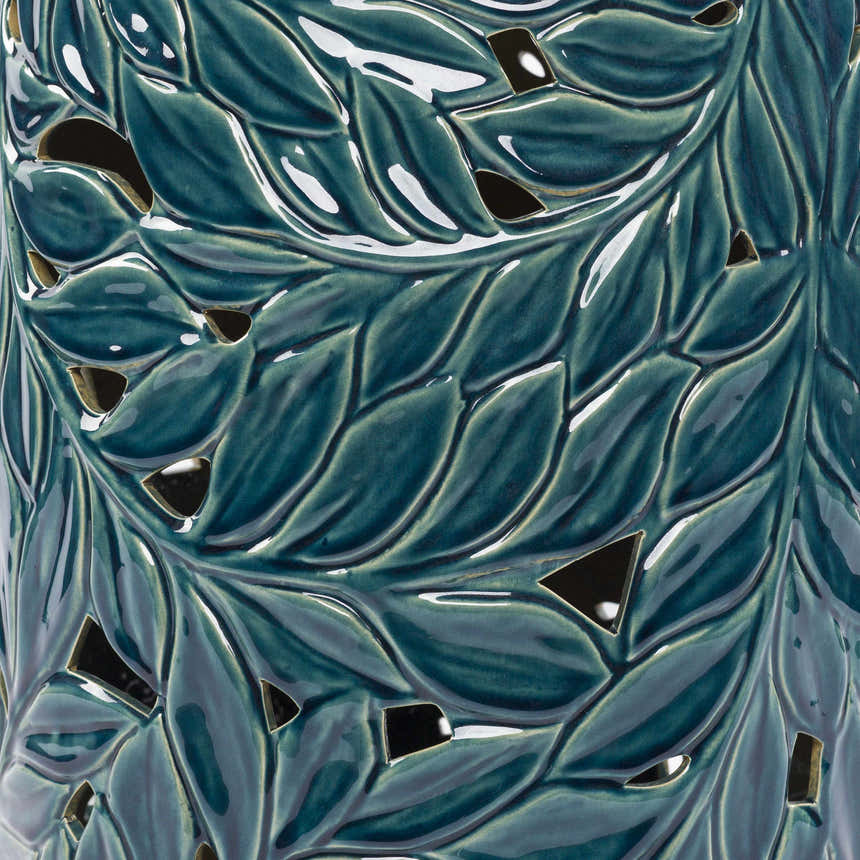 Daguioman Teal Leaf Ceramic Outdoor Stool