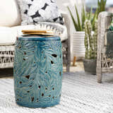 Daguioman Teal Leaf Ceramic Outdoor Stool