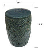 Daguioman Teal Leaf Ceramic Outdoor Stool