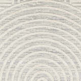 Close-up of the Dauin 3D Rainbow Area Rug. Cream and gray concentric arches create a textured, geometric pattern. Swatch