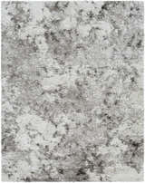 Close-up of the Dawesville Gray White Shag Area Rug featuring a soft, plush texture and abstract gray and off-white pattern. Design-Rectangle-71010