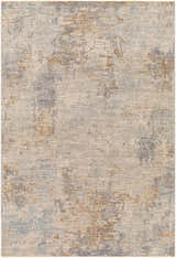 Close-up of the Deka Deep Teal Thick Luxe Rug. Abstract design with brown, teal, and gray tones. Design-Rectangle-575