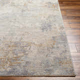 Close-up of the Deka Deep Teal Thick Luxe Rug showing its subtle abstract pattern and soft texture on hardwood floor. Front
