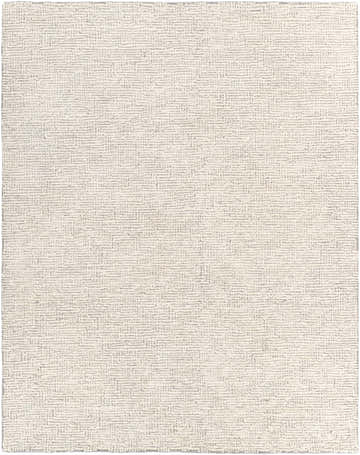Close-up of the Delahey Area Rug. Hand-tufted, cream and charcoal wool rug with a subtle geometric pattern. Design-Rectangle-810