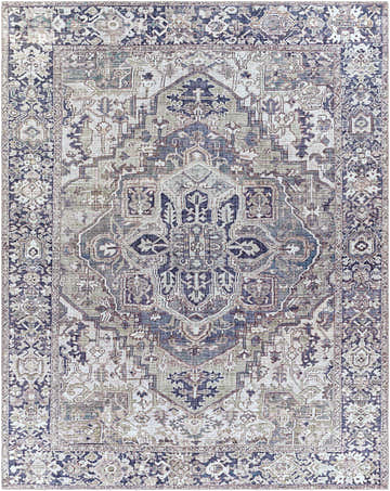 Detailed texture of the Neyland Iris Gray Area Rug with charcoal, cream, sage, and gray tones. Design-Rectangle-7696