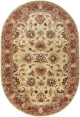 Oval Cherryfield Hand Tufted Brown & Rust 1001 Wool Rug with a traditional floral pattern and brick red border. Design-Oval-69