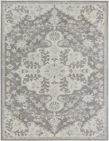 Close-up of the Everglades Area Rug featuring a traditional gray and light beige floral pattern. Design-Rectangle-710103