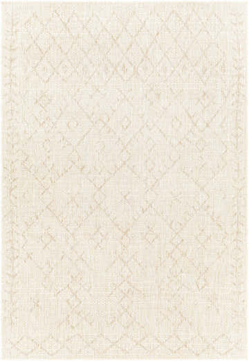 Close-up of the Maunawili Cream Nordic Rug, featuring a subtle diamond pattern and woven texture. Perfect for farmhouse style. Design-Rectangle-5377