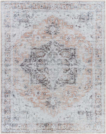 Fatih Tumble Dry Washable Rug, beige, charcoal, and gray traditional oriental rug with distressed pattern. Design-Rectangle-710102
