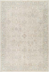 Close-up of the Feray Thick Luxe Area Rug in cloud gray, showing its traditional floral pattern and soft, plush texture. Design-Rectangle-6796