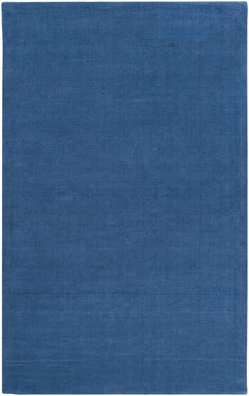 Close-up of the Brockton Solid Blue Wool Rug. Hand-loomed, dark blue rug with subtle striped texture. Design-Rectangle-58