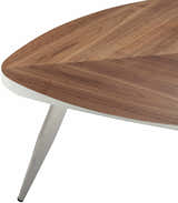 Frankleben Triangular Steel Base Wooden End Table - Clearance