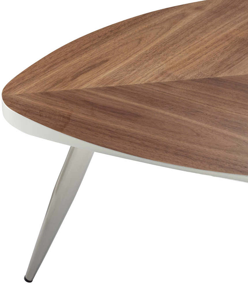 Frankleben Triangular Steel Base Wooden End Table - Clearance