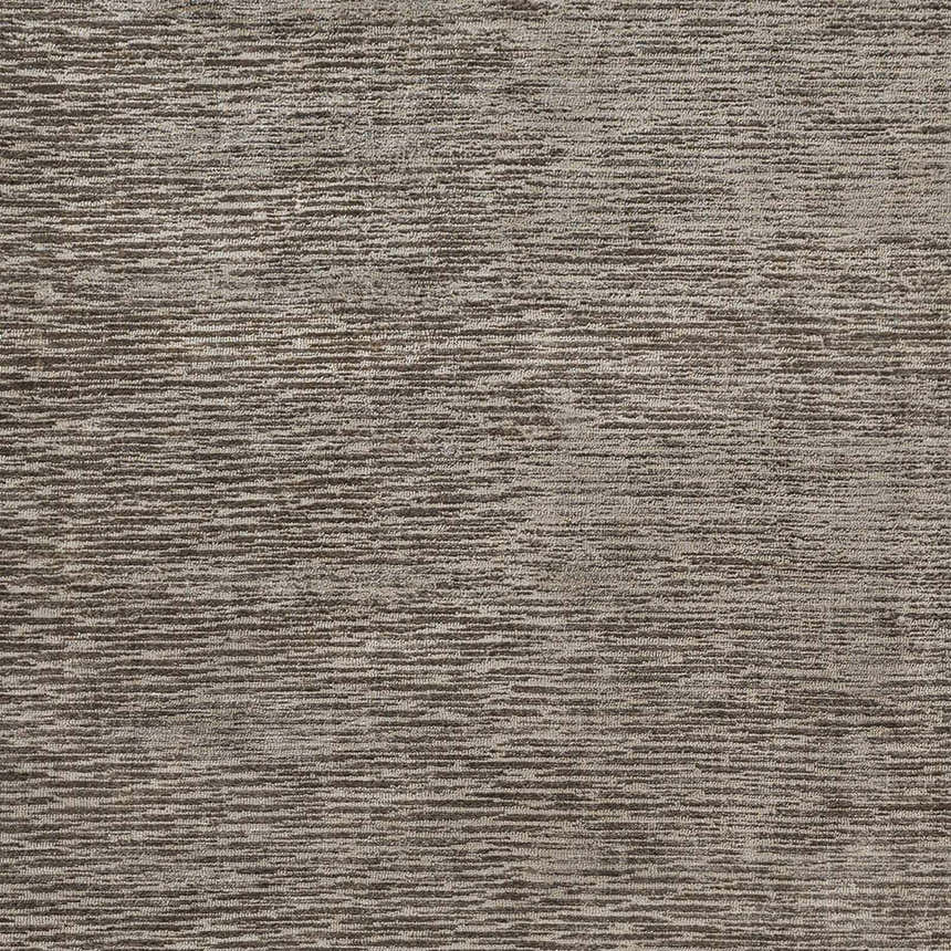 Close-up of the Fochabers Premium Area Rug. Hand-loomed with a contemporary design in black and medium gray hues. Swatch