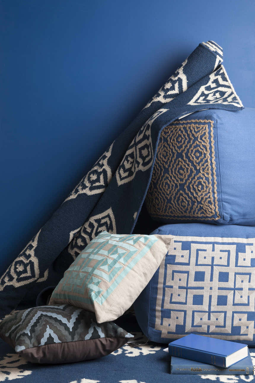 Plenty Aqua Geometric Pattern Accent Pillow - Clearance