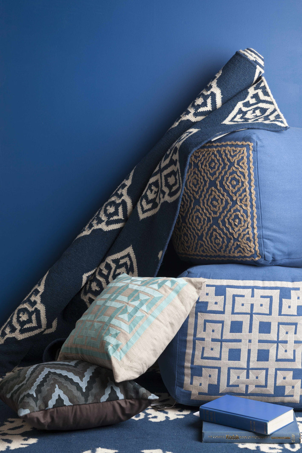 Plenty Aqua Geometric Pattern Accent Pillow - Clearance