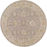 Round Giang Thick Luxe Area Rug in beige, brown, gray, and yellow with a traditional floral pattern. Design-Round-53