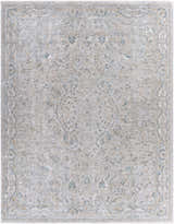 Close-up of the Glengarry Thick Luxe Boutique Rug. Features a traditional, vintage pattern in dusty sage, beige, and gray tones. Design-Rectangle-710103