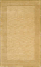 Close-up of a Bordered Solid Camel Yellow Wool Rug showing the texture and color. Design-Rectangle-58