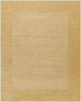 Close-up of a Bordered Solid Camel Yellow Wool Rug, showing texture and subtle border design. Design-Rectangle-7696