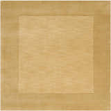 Close-up of a hand-loomed Bordered Solid Camel Yellow Wool Rug, showing the subtle texture and simple, clean design. Design-Square-8