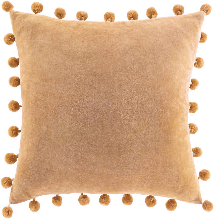 Hancock Tan Pom Pom Throw Pillow - Clearance