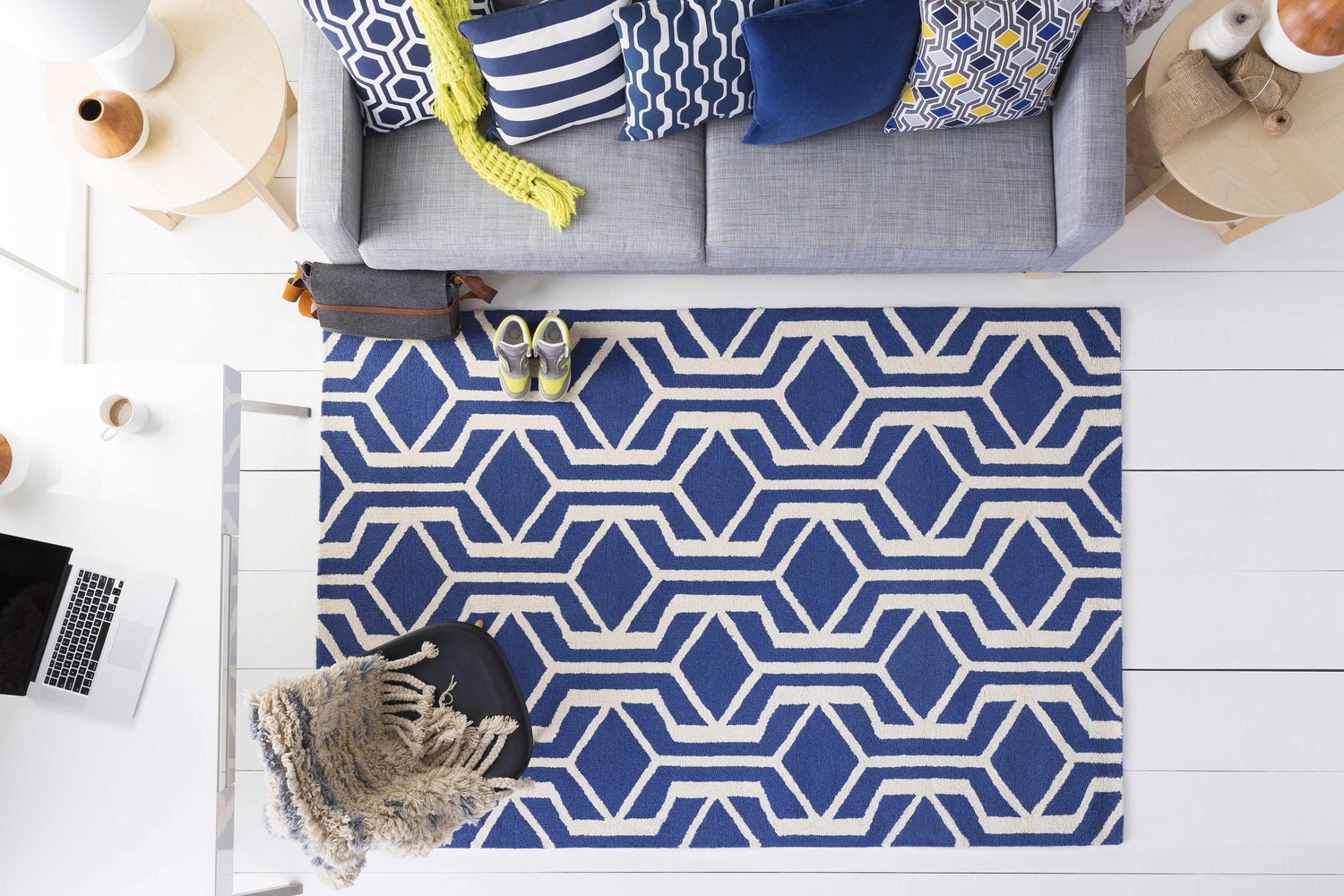 Ashuelot Navy Hexagon Pattern Accent Pillow - Clearance