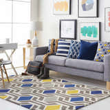 Ashuelot Navy Hexagon Pattern Accent Pillow - Clearance