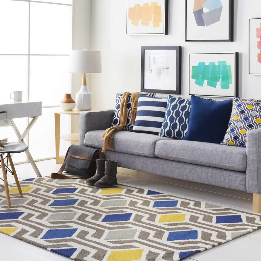 Ashuelot Navy Hexagon Pattern Accent Pillow - Clearance