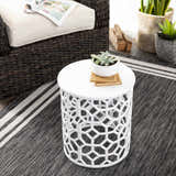 Hinunangan White Geometric Pattern End Table - Clearance