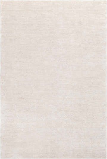 Close-up of the ivory Hookstown Area Rug. Hand-woven viscose rug with a subtle, textured design. Design-Rectangle-69