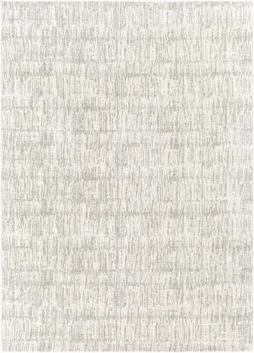 Close-up of the Hollywell Luxe Rug, showcasing its abstract pattern in charcoal, cream, light beige, and light gray. Design-Rectangle-5373
