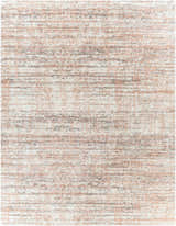Close-up of the Hammond Dusty Pink Plush Rug. Cream, dusty pink, and gray shag rug texture. Contemporary style. Design-Rectangle-71010